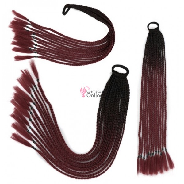 Coada de par afro impletita  Premium de 60 cm ombre, set 12 bucati Brunet cu Castaniu 2Z8#